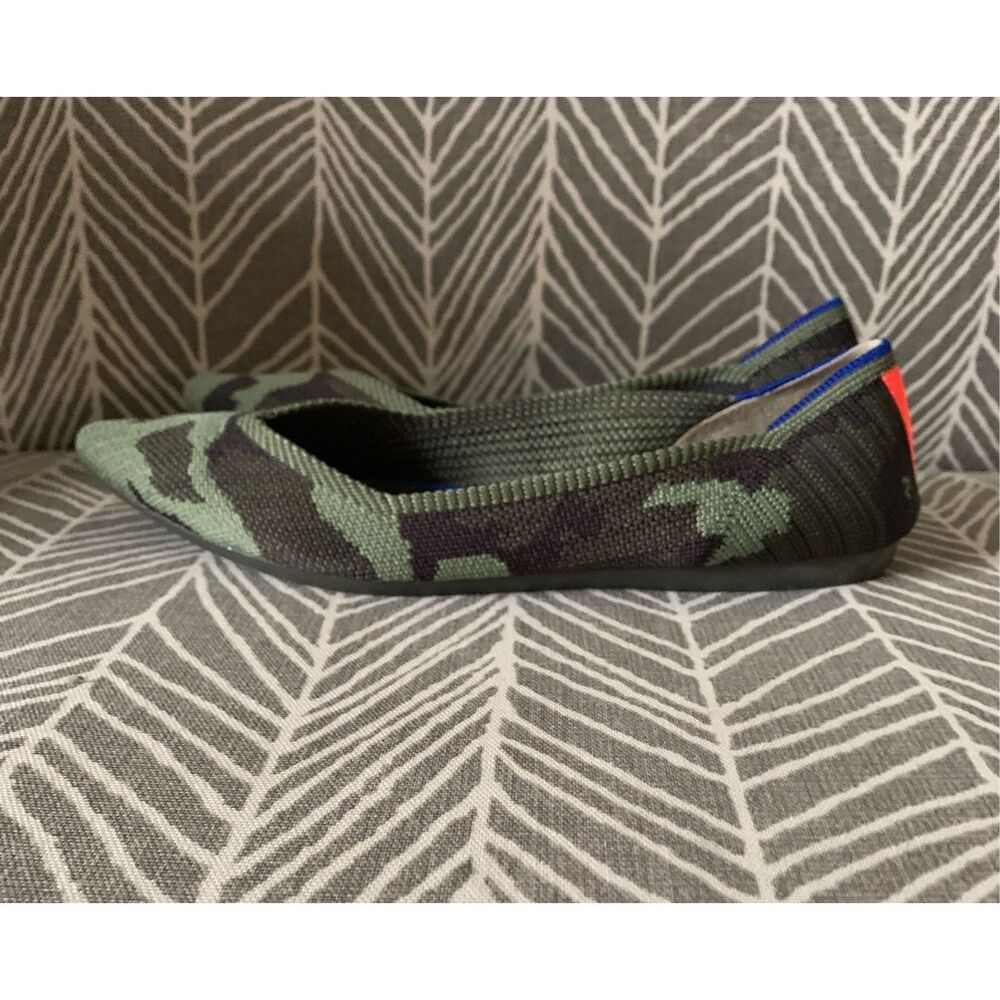 NEW Rothys The Point Olive Camo Ballet Flats Shoes SZ 6.5 NWOT